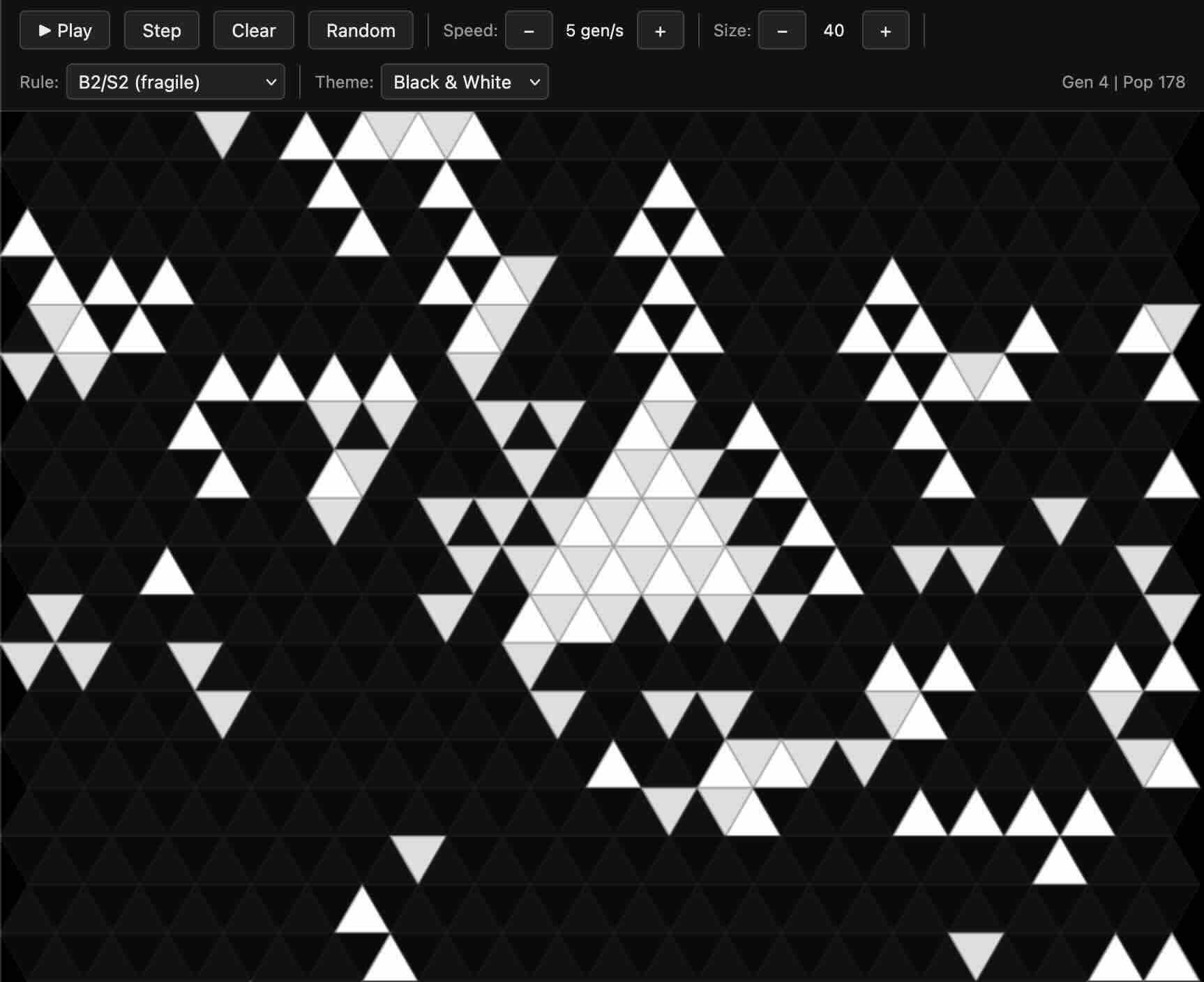2D Triangle Game of Life