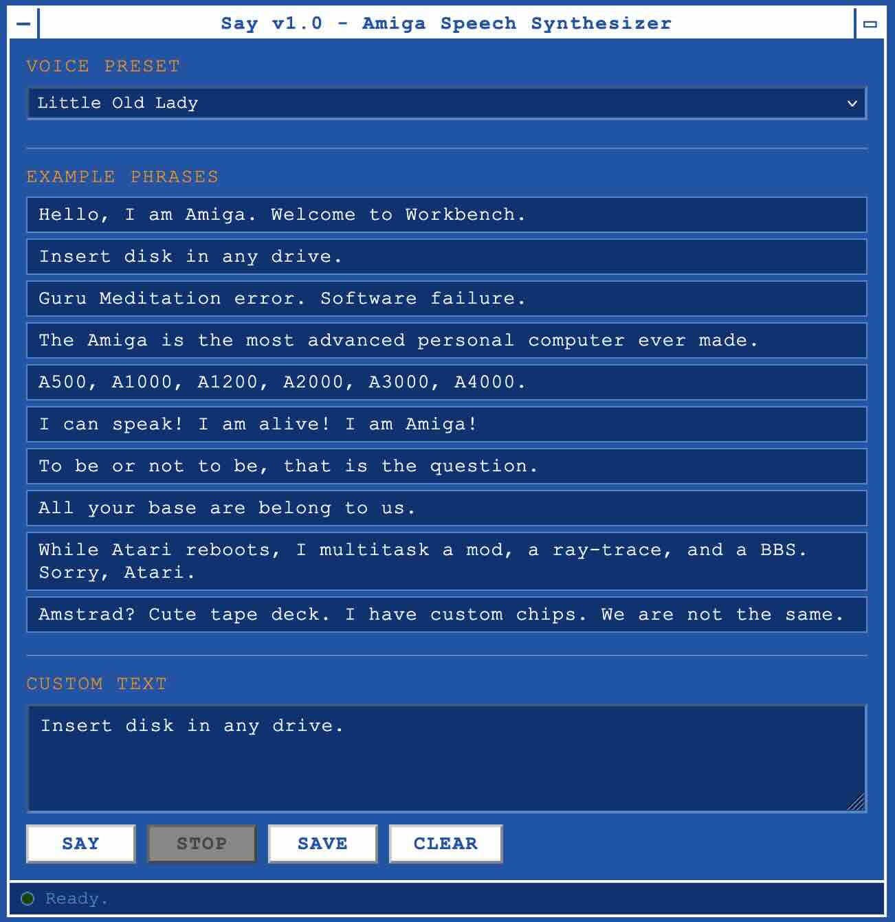 Audio Text to Speech Amiga